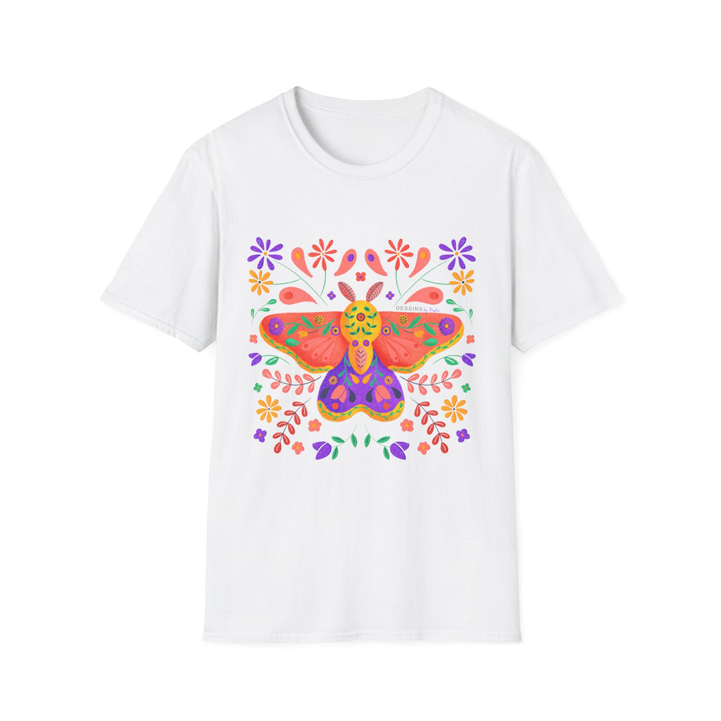 Folk Art Butterfly T-Shirt — Colorful Floral Moth Tee