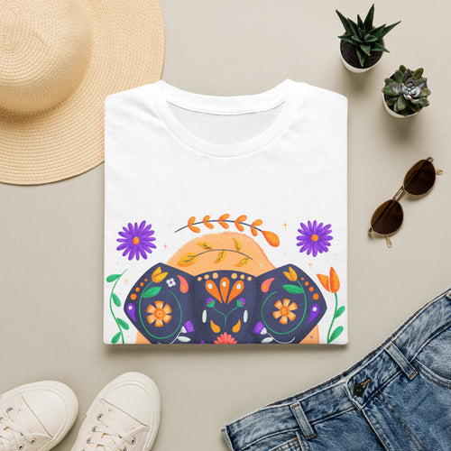 Folk Art Floral Elephant T-Shirt — Nordic-Style Handpainted Floral Elephant Tee