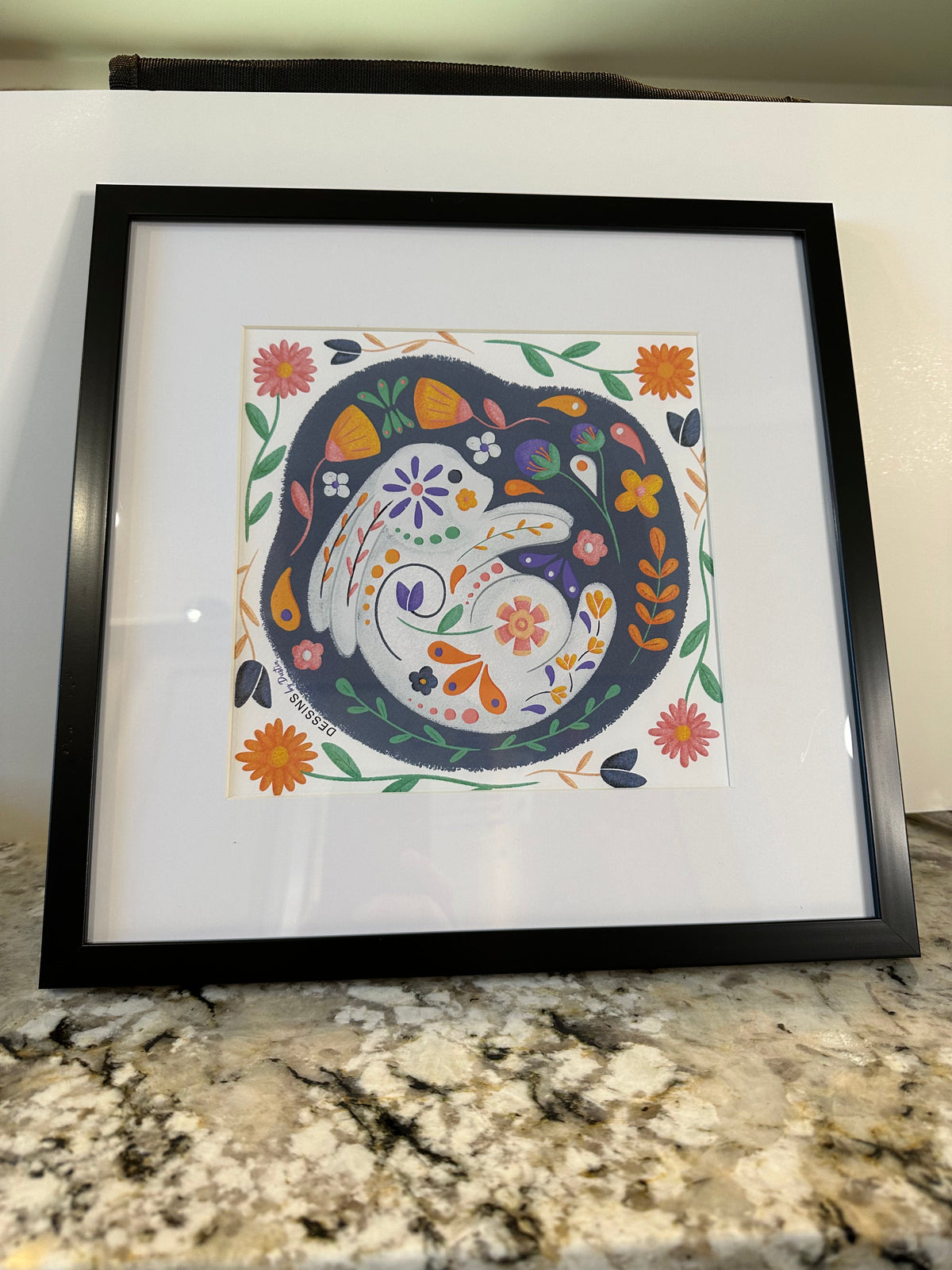 Nordic/Folk Art inspired Rabbit art print 8'x8' (No Frame)
