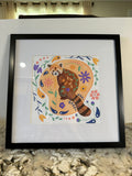 Nordic/Folk Art inspired Red Panda art print 8'x8' (No Frame)